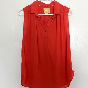 (BOGO) MAEVE (Anthropologie) Red 100% Silk Blouse